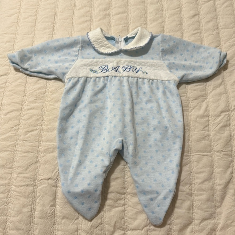 3 FOR $10 // Vintage Blue Baby Footie Pajamas
